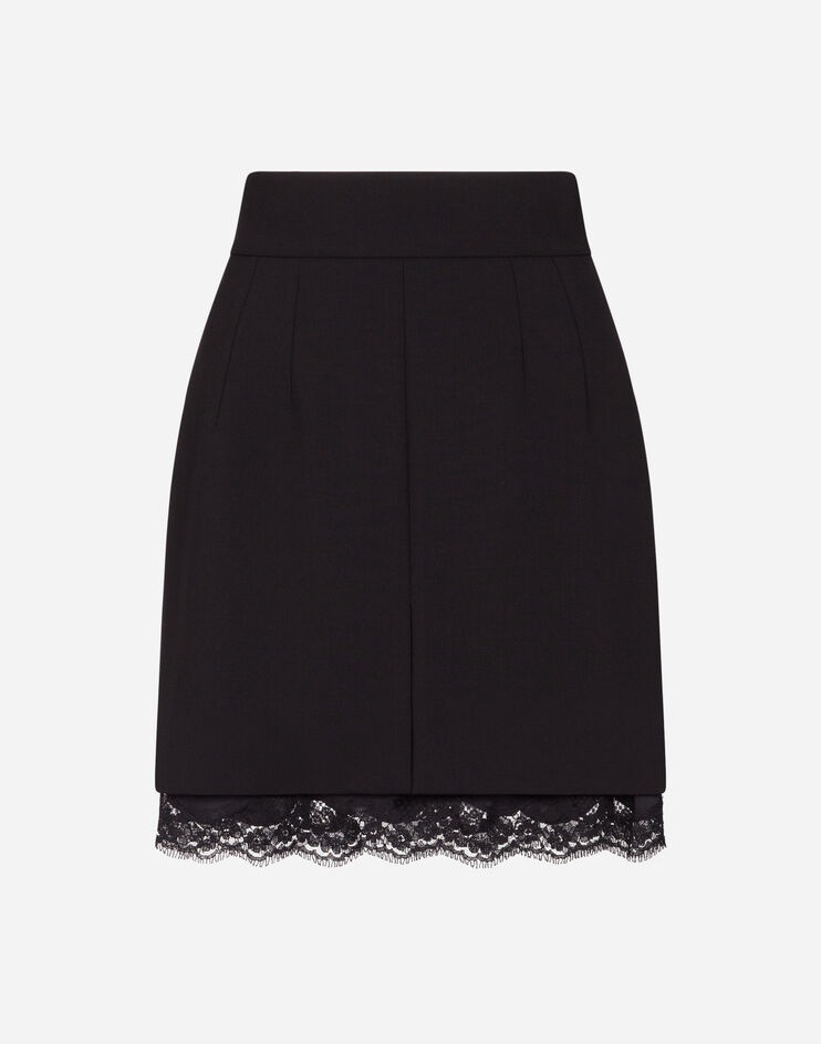 Short double woolen cloth skirt - 3