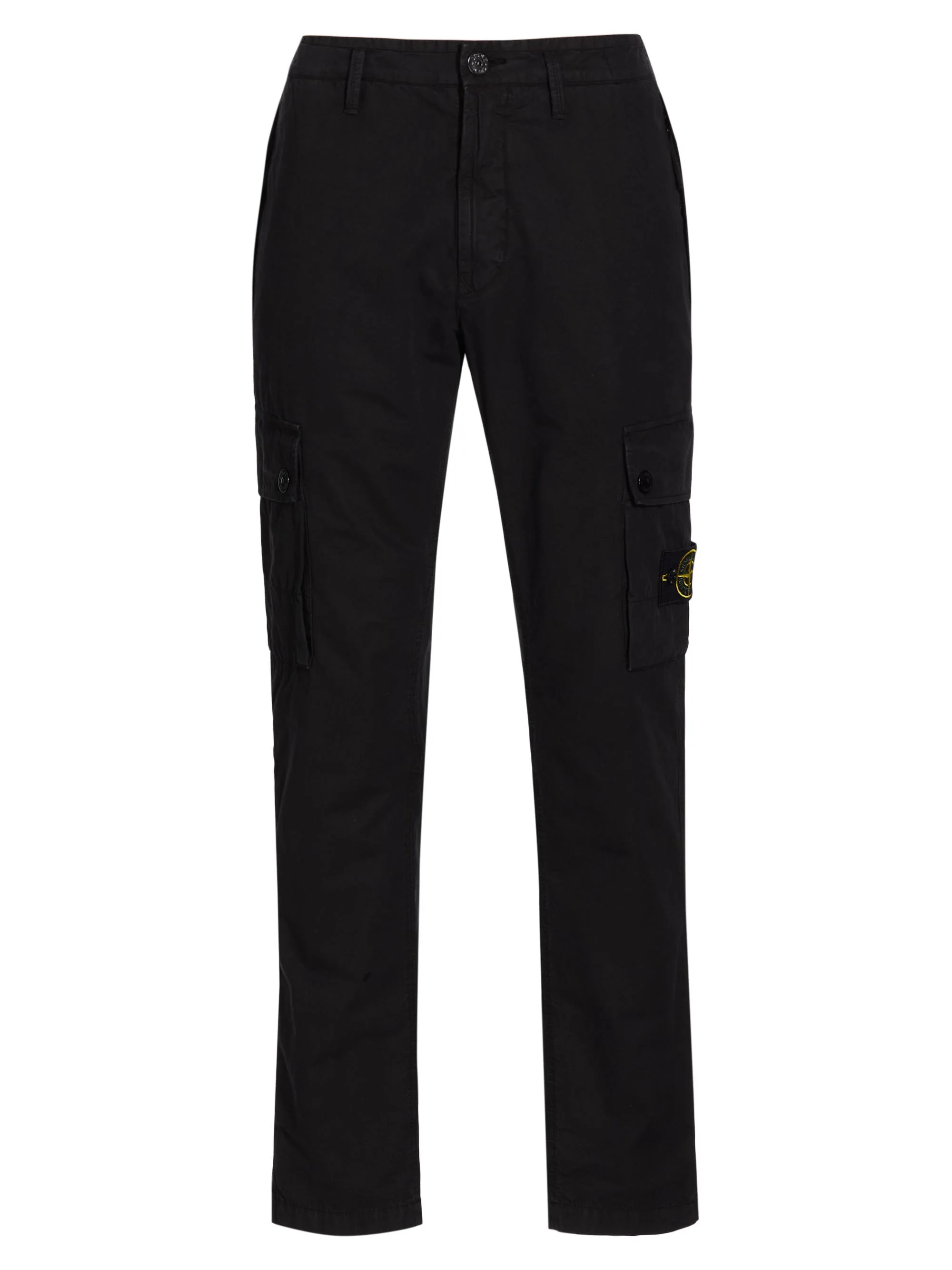 Men's Slim-Fit Cotton Cargo Pants - Black - 1