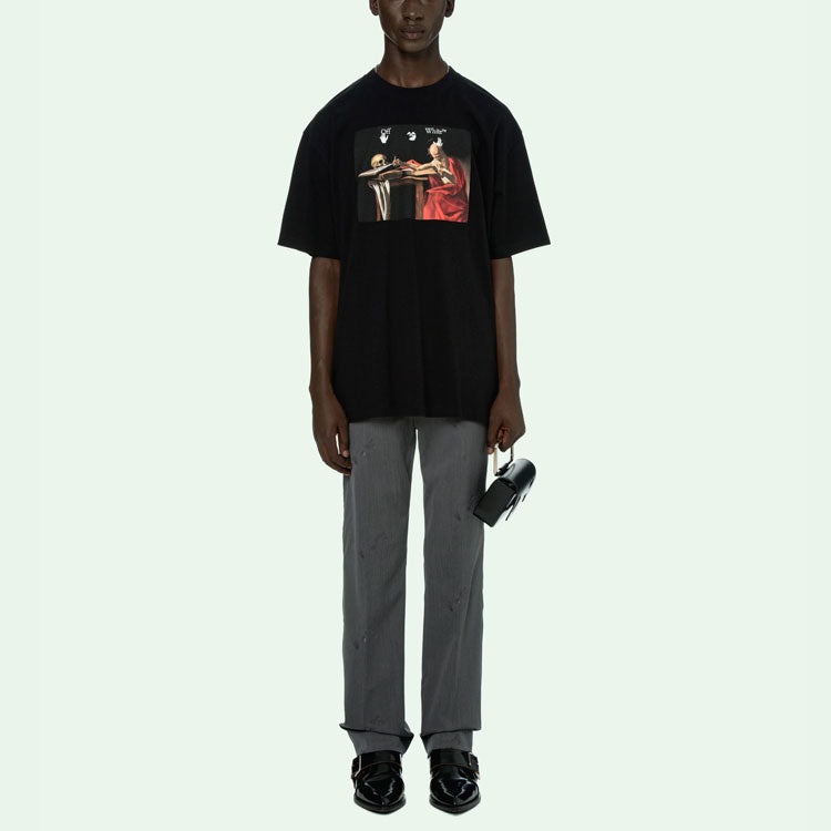Off-White Caravaggio Short-Sleeve Over Tee 'Black/Red' OMAA038R21JER0031025 - 2