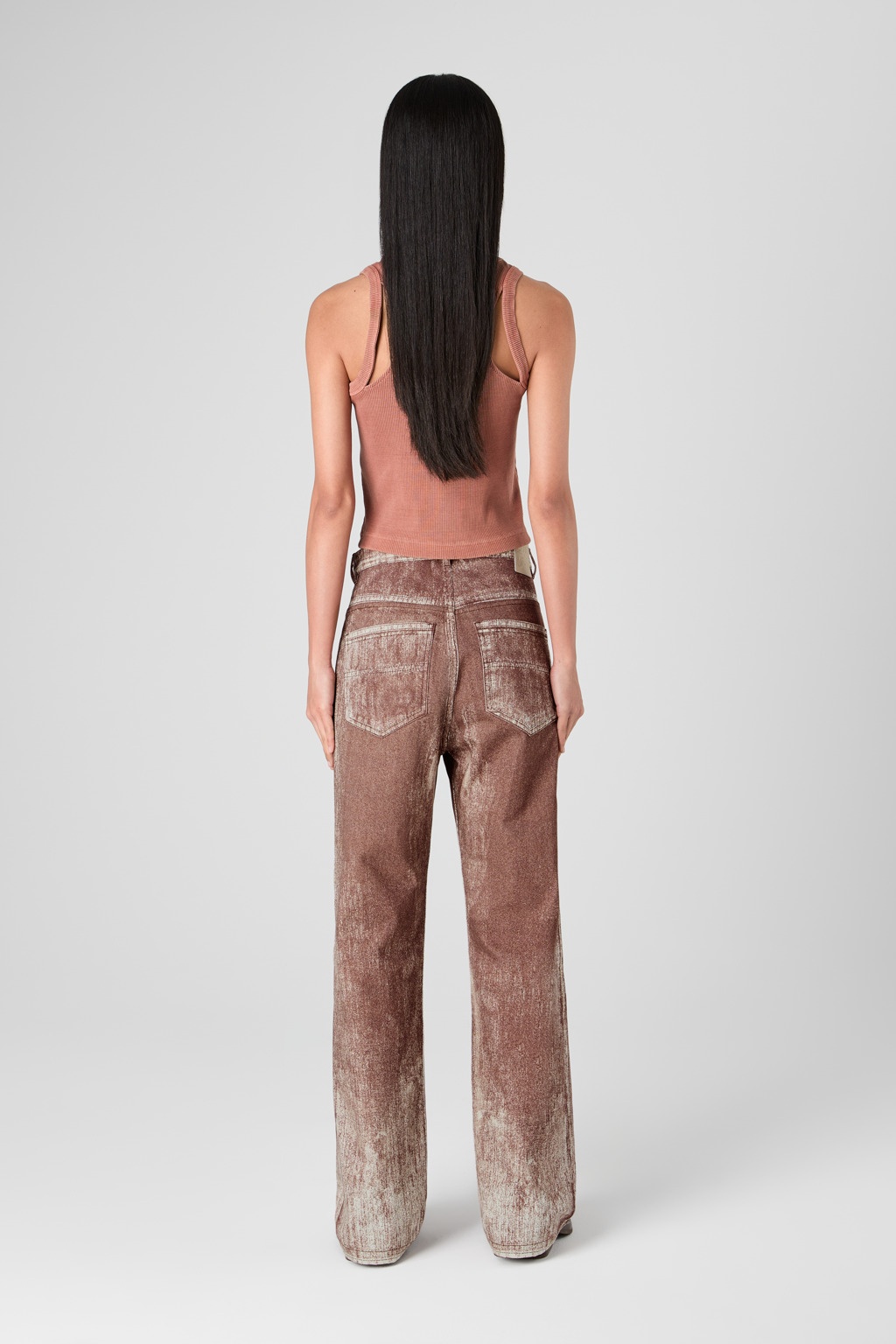 Terracotta Paint Print Denim Jeans - 5