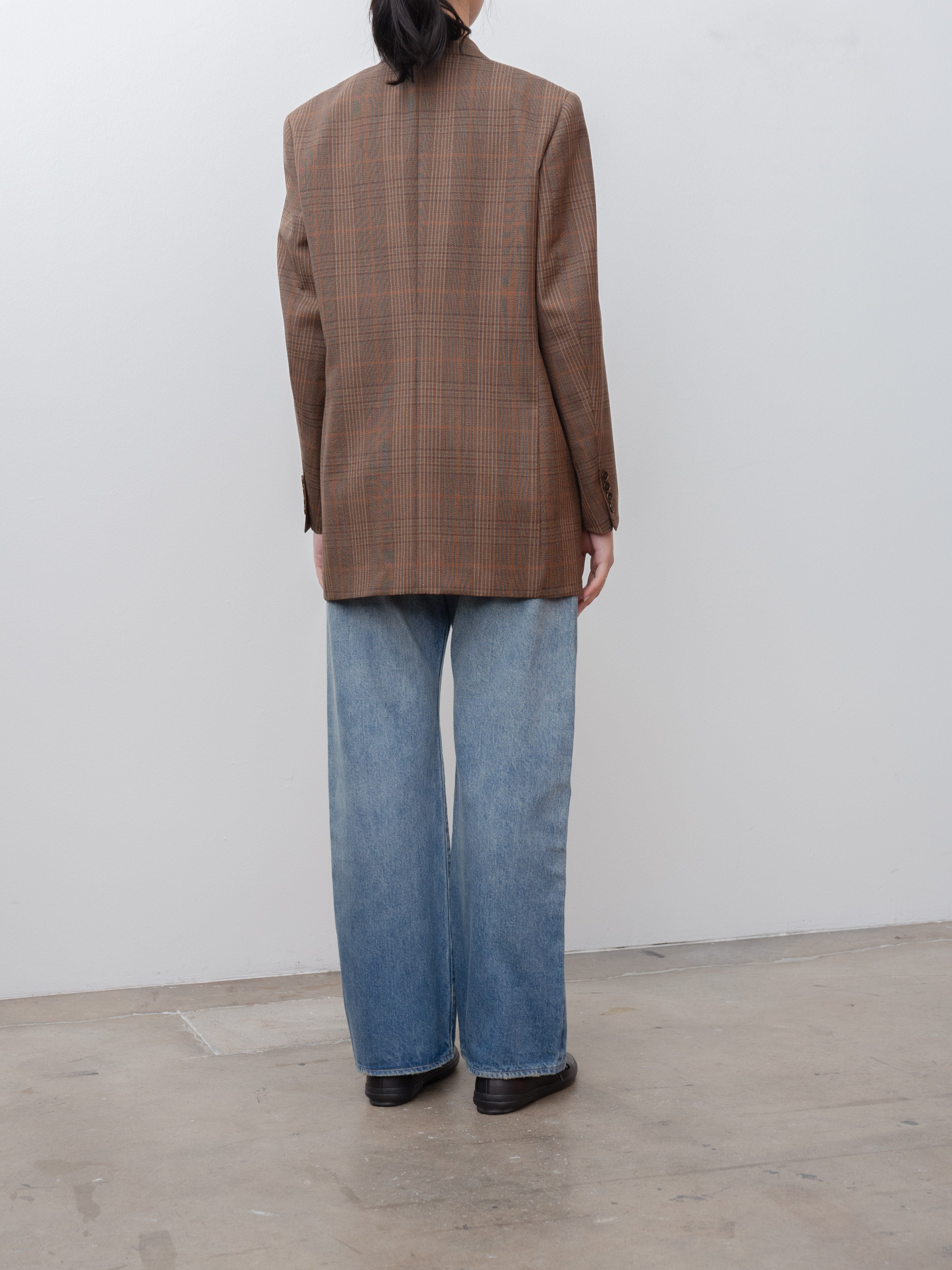 Bluefaced Wool Check Double-Breasted Jacket - Brown Check - 3