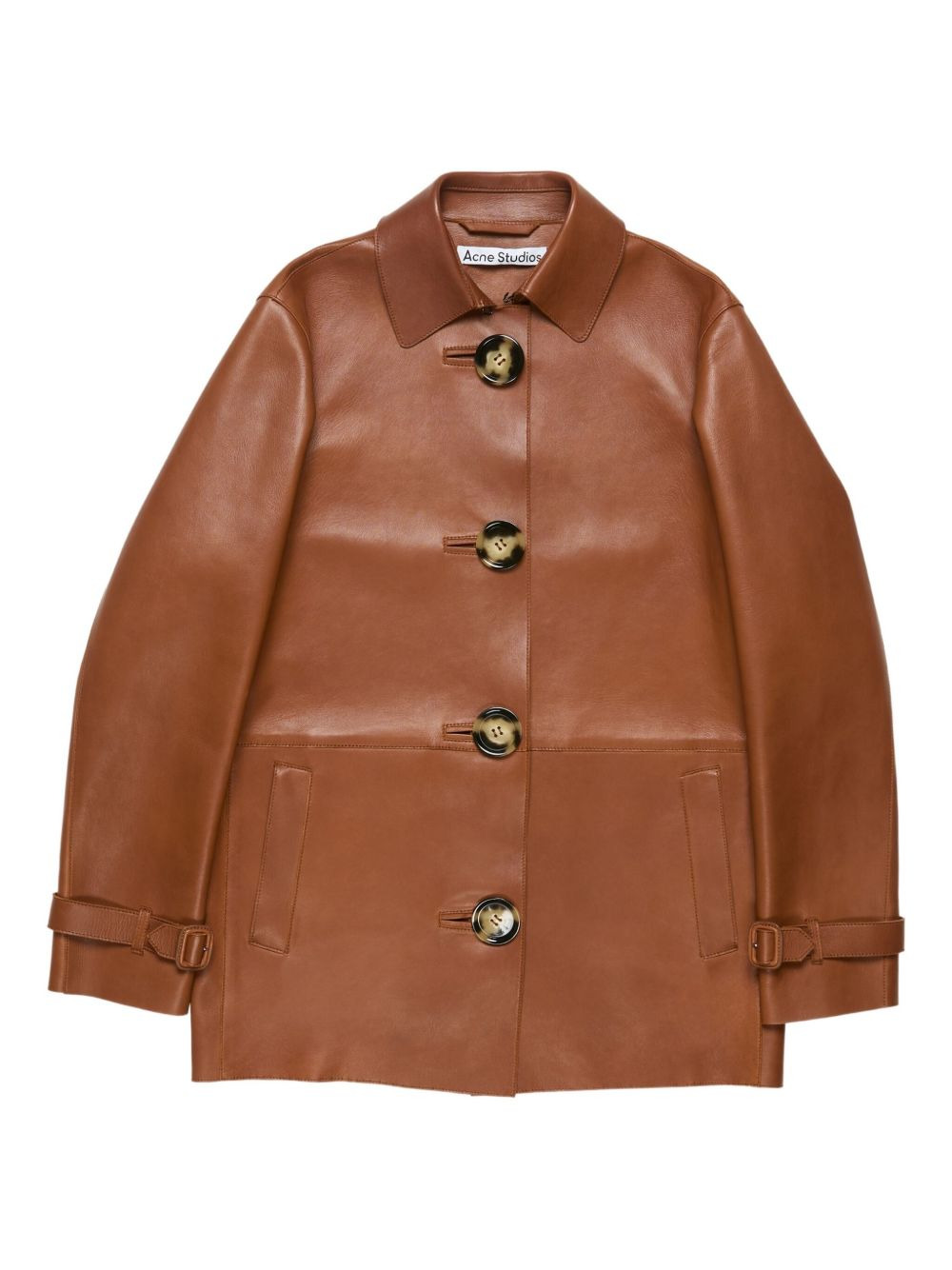 leather buttoned coat - 1