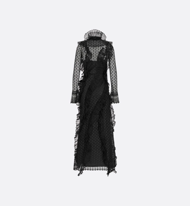 Long Ruffled Dress with Removable Ruched Collar 1