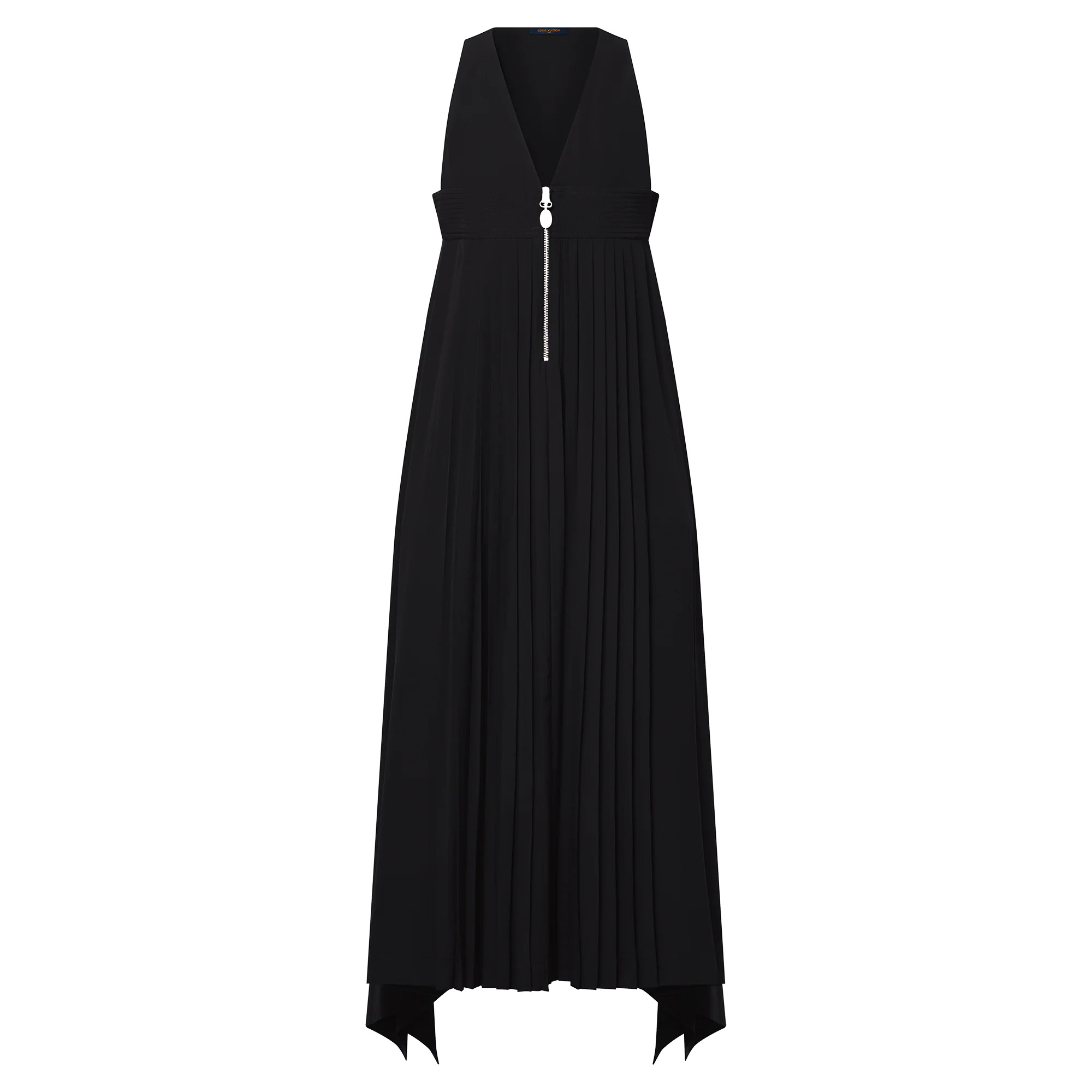V-Neck Pleat Dress - 1