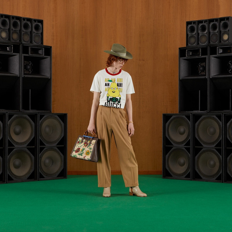 GUCCI Gucci pear print cotton T-shirt outlook