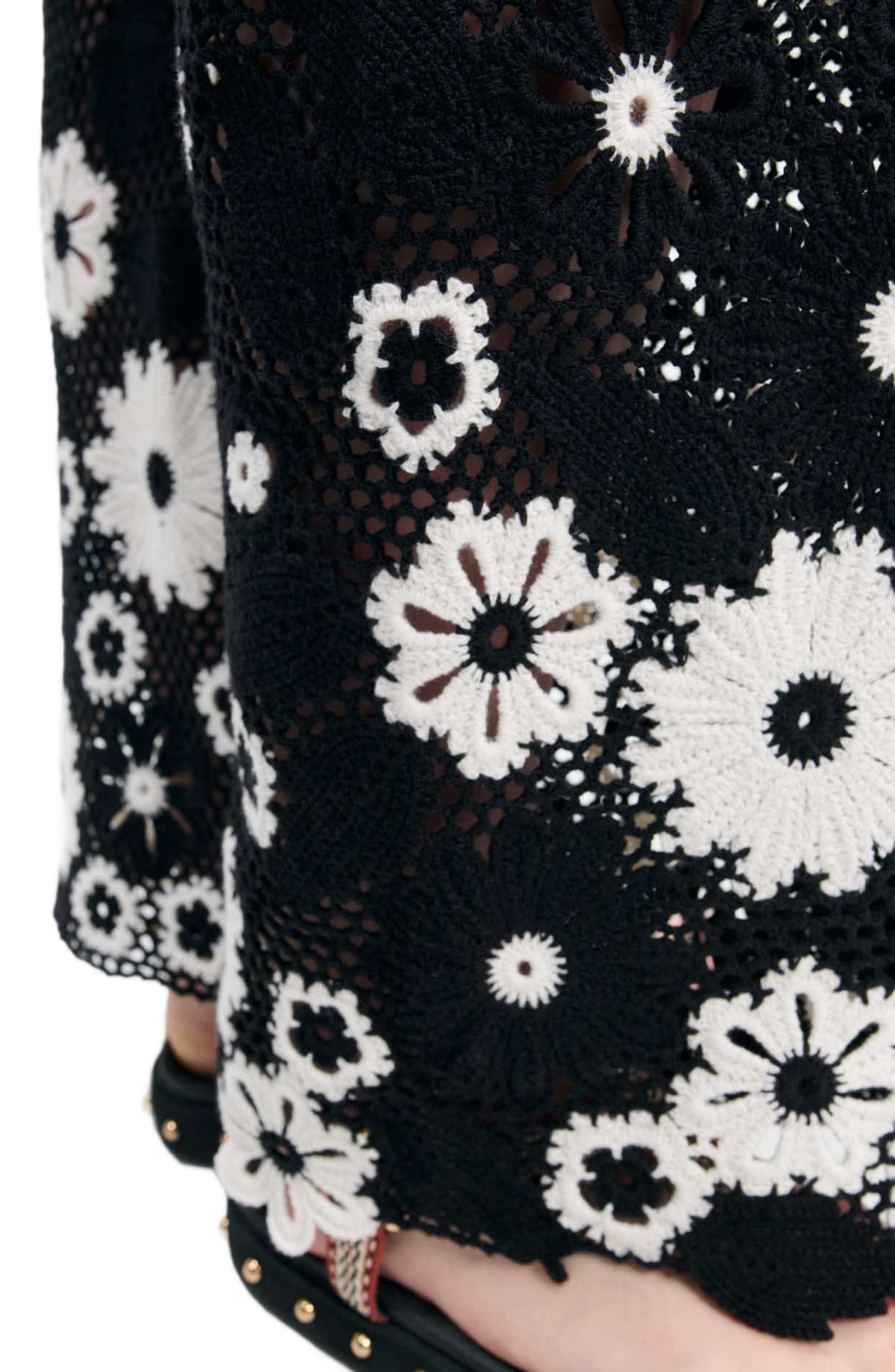 maje Floral crochet trousers in Black /White at Nordstrom - 8