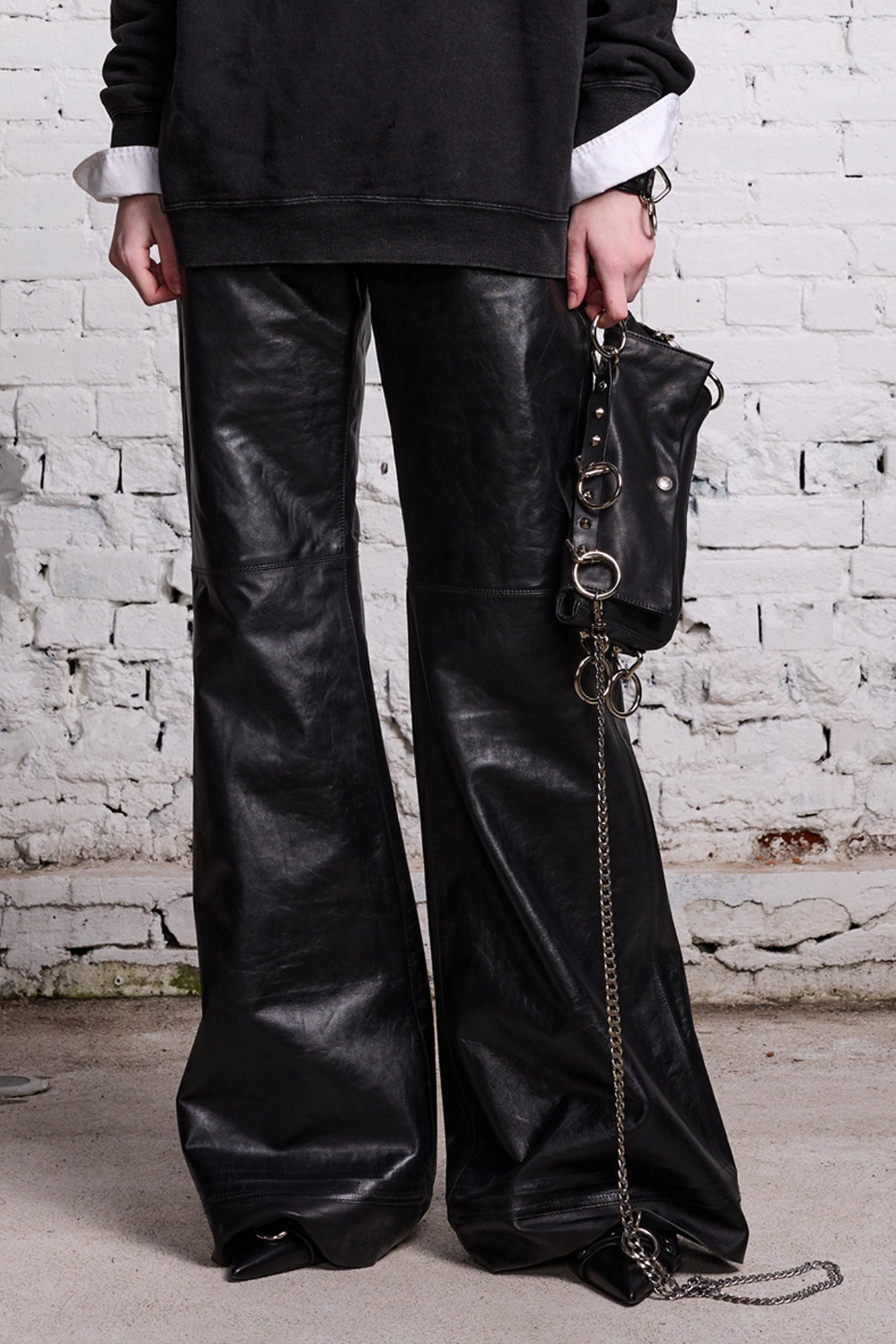 JANET LEATHER PANT - SHINY BLACK - 2