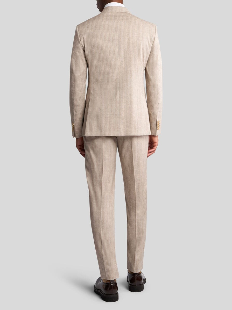STRIPED WOOL AND COTTON SUIT - 4