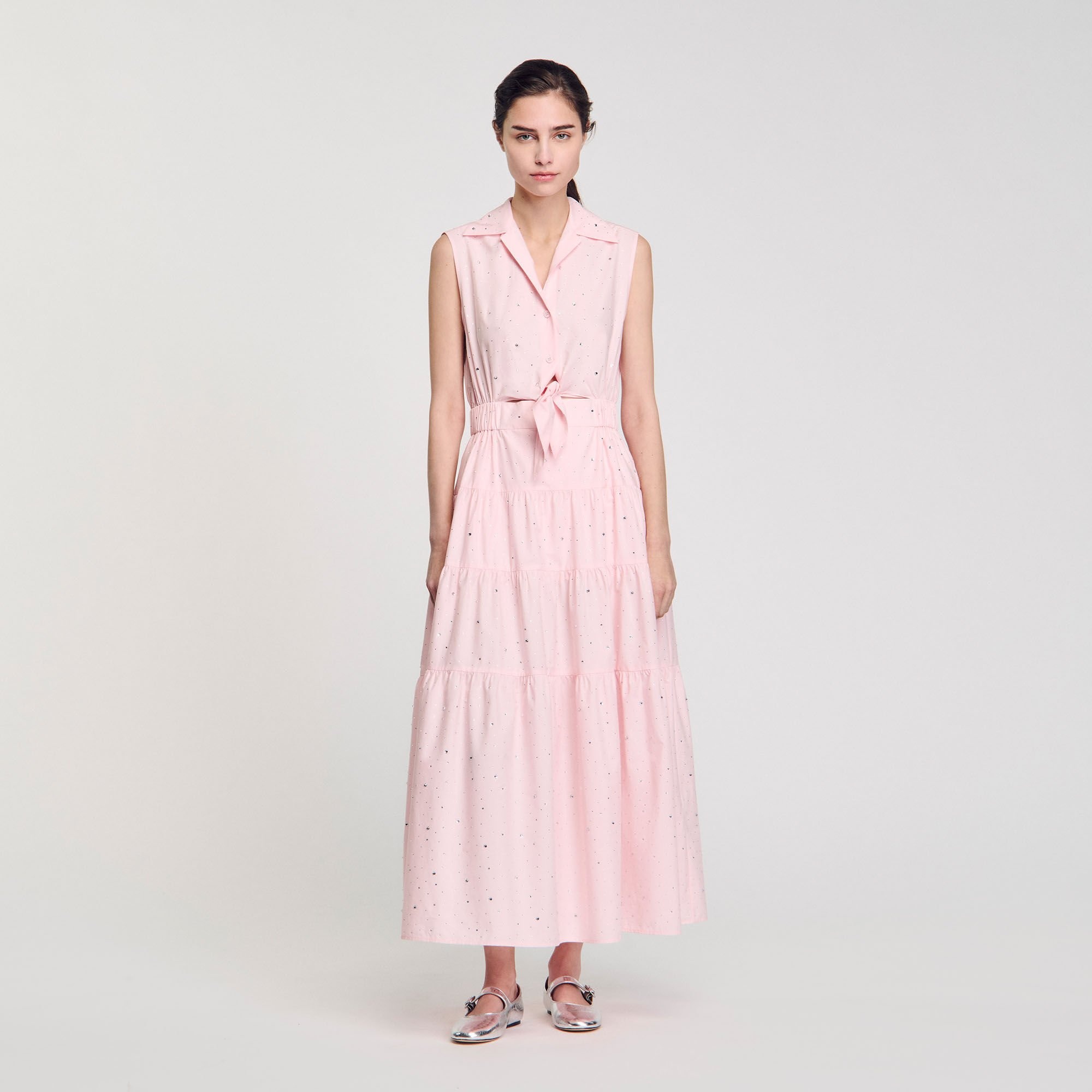 RHINESTONE TIE-FRONT MAXI DRESS - 1