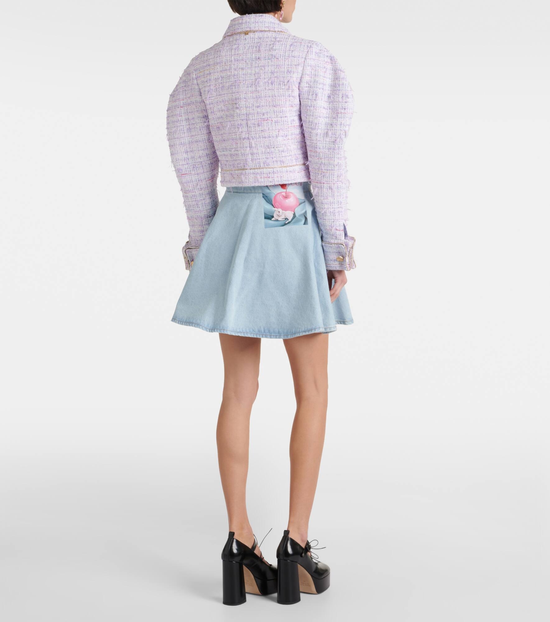 Cropped cotton-blend tweed jacket - 3