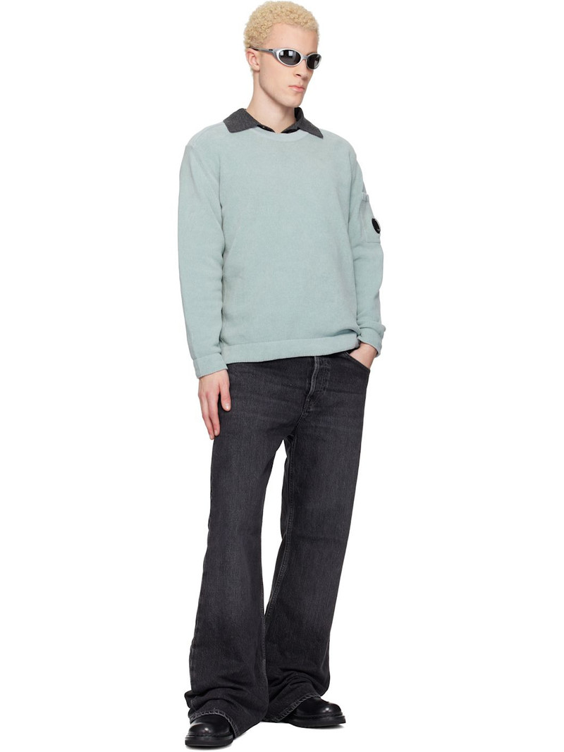 Blue Cotton Chenille Crewneck Lens Sweater 5