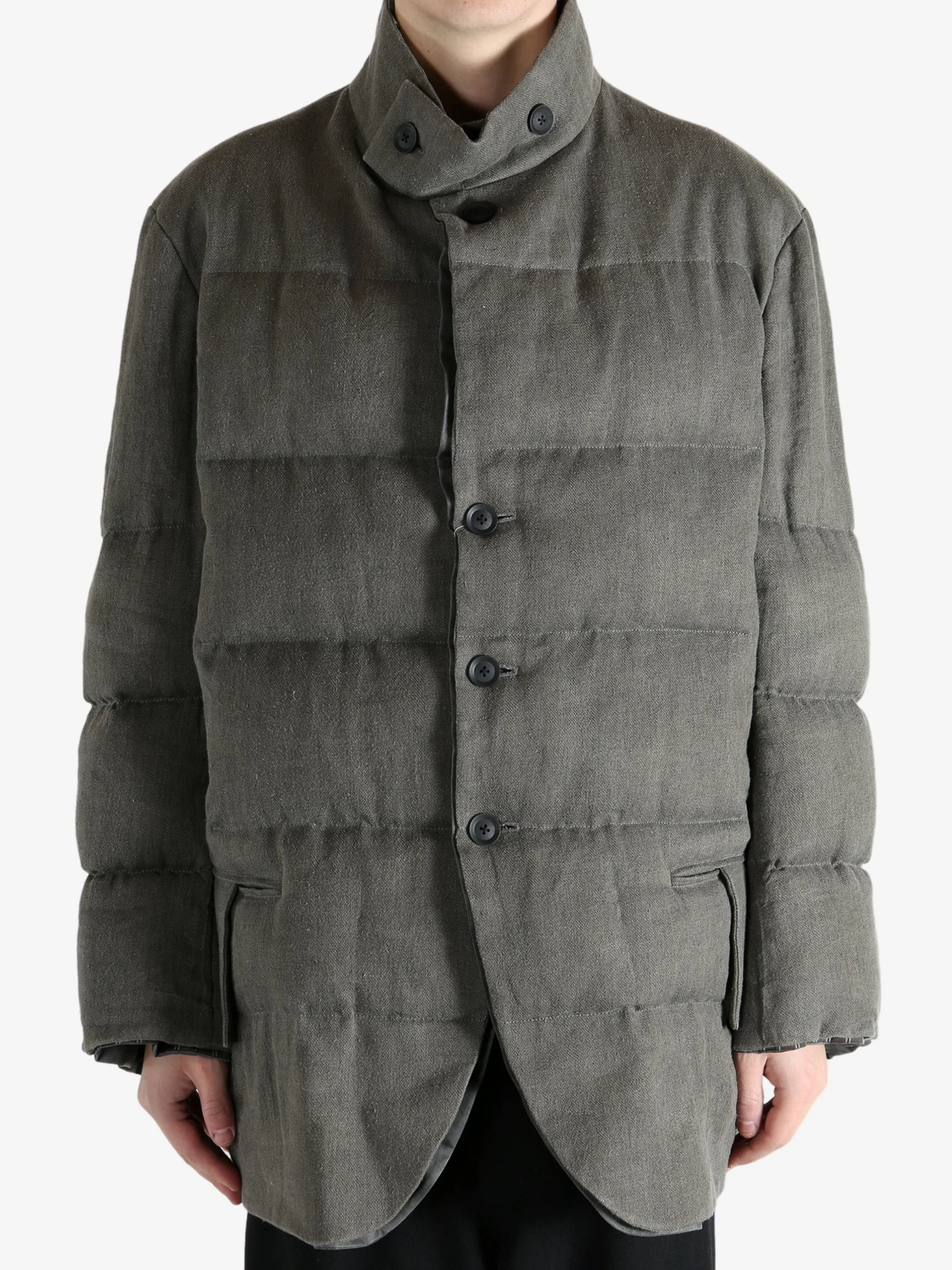 YOHJI YAMAMOTO POUR HOMME - Men Horizontal Padded Stand Jacket - 1