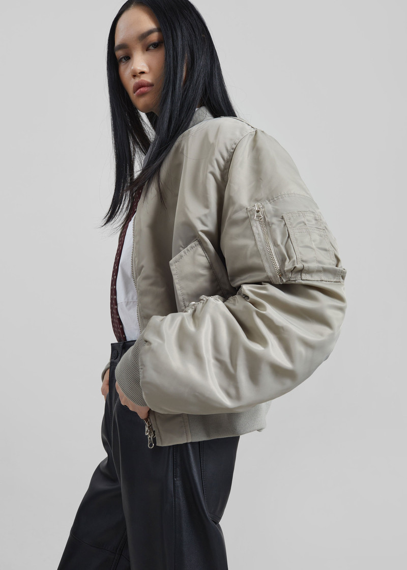Zernez Cropped Bomber Jacket - Stone 3