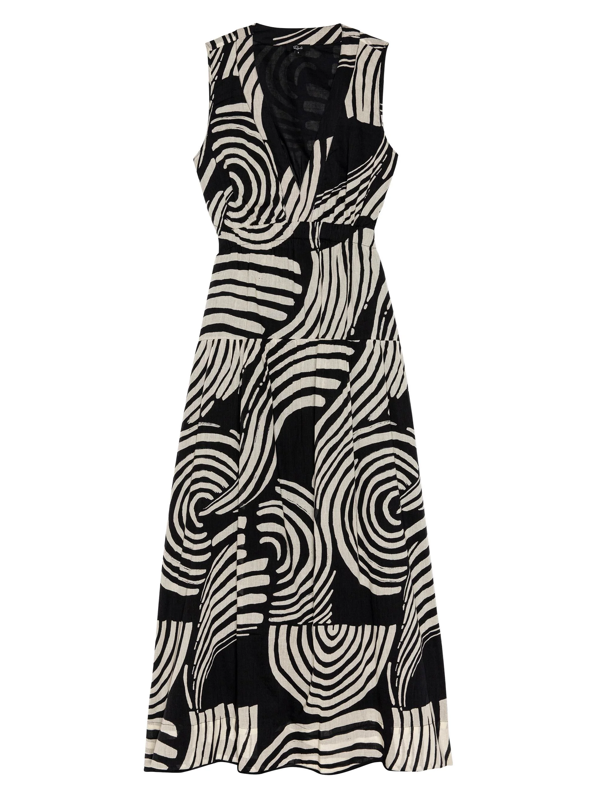 Women's Genevieve Printed Cotton Midi Dress - Onyx Waves - 1