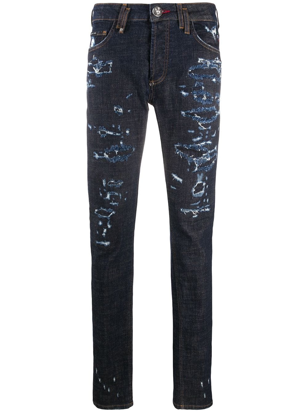 distressed straight-leg jeans - 1