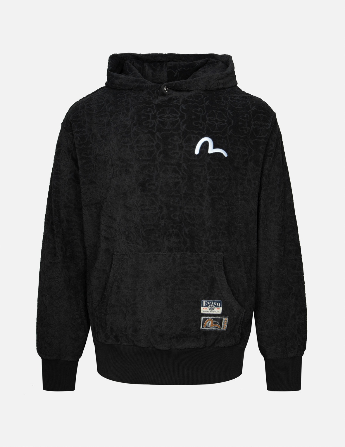 MONOGRAM JACQUARD BOUCLE AND SEAGULL EMBRODIERY RELAX FIT HOODIE - 1
