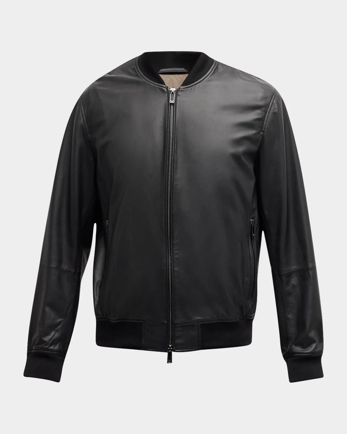 Men's Leather Bomber Jacket - 1