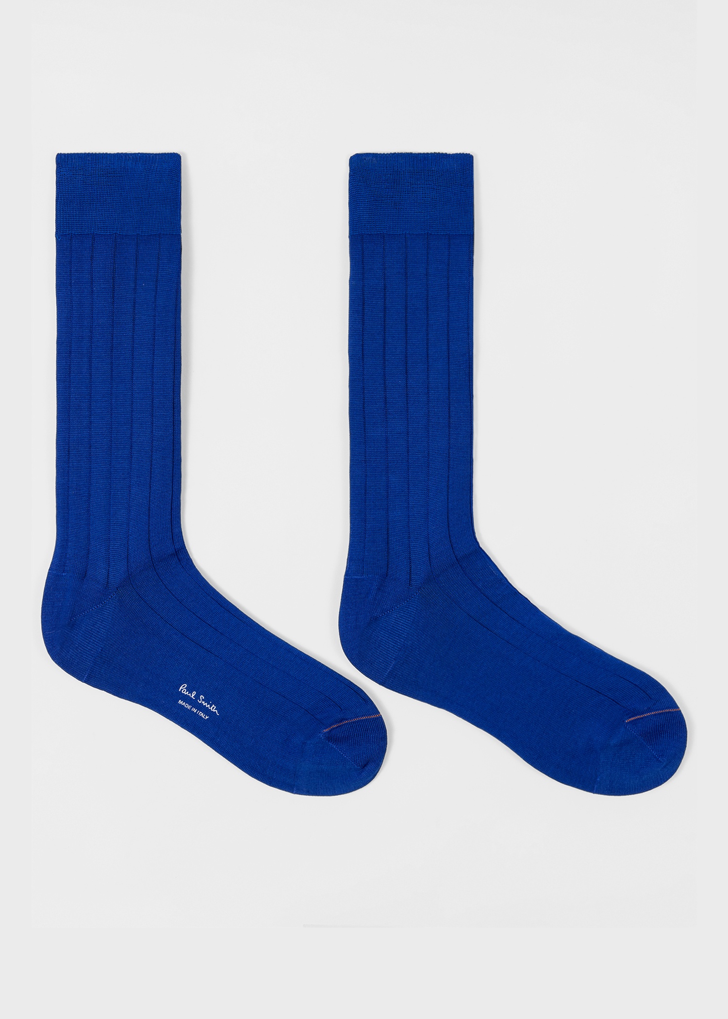 Blue Mercerised Cotton-Blend Ribbed Socks - 2