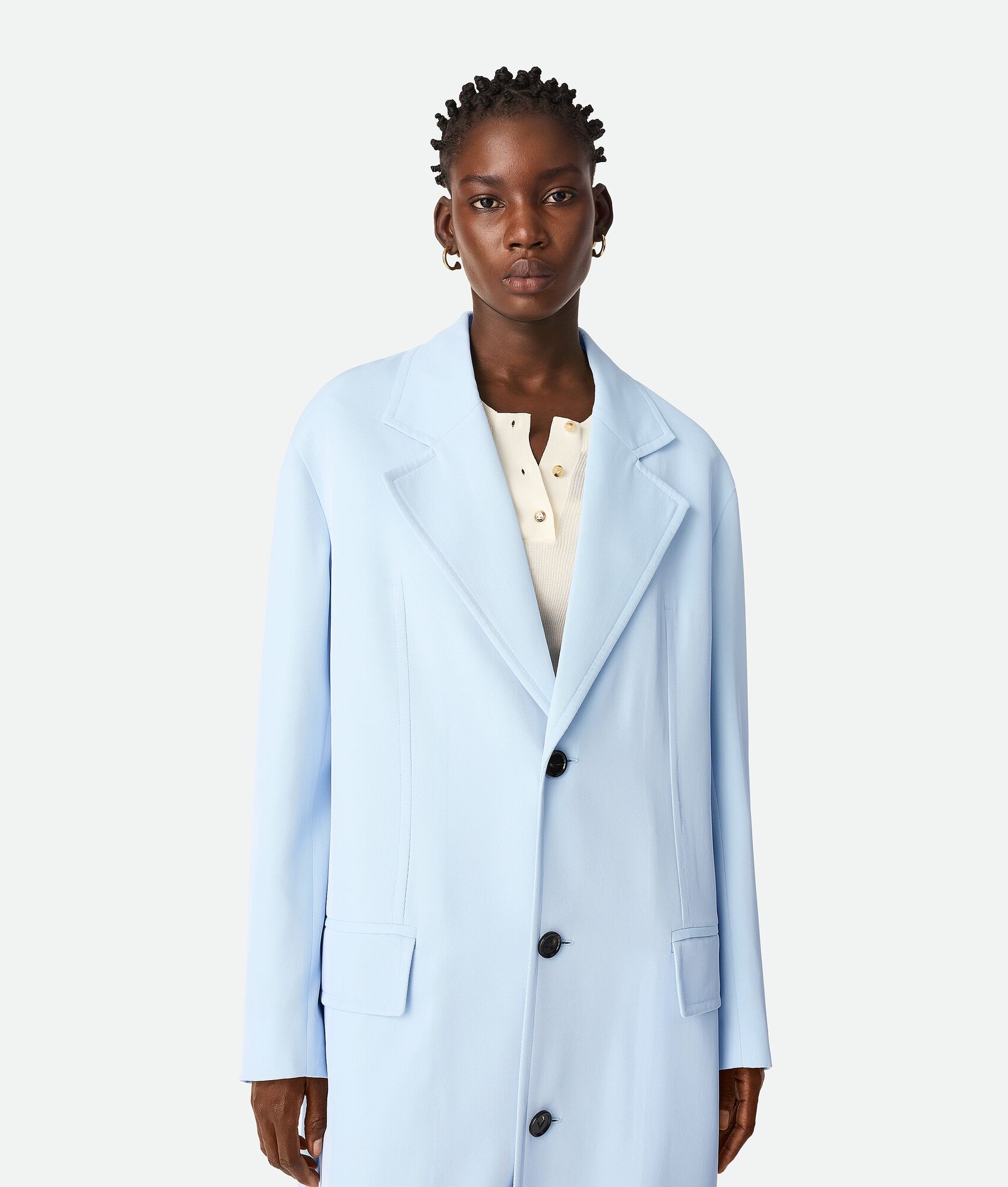 Viscose And Silk Twill Coat - 4