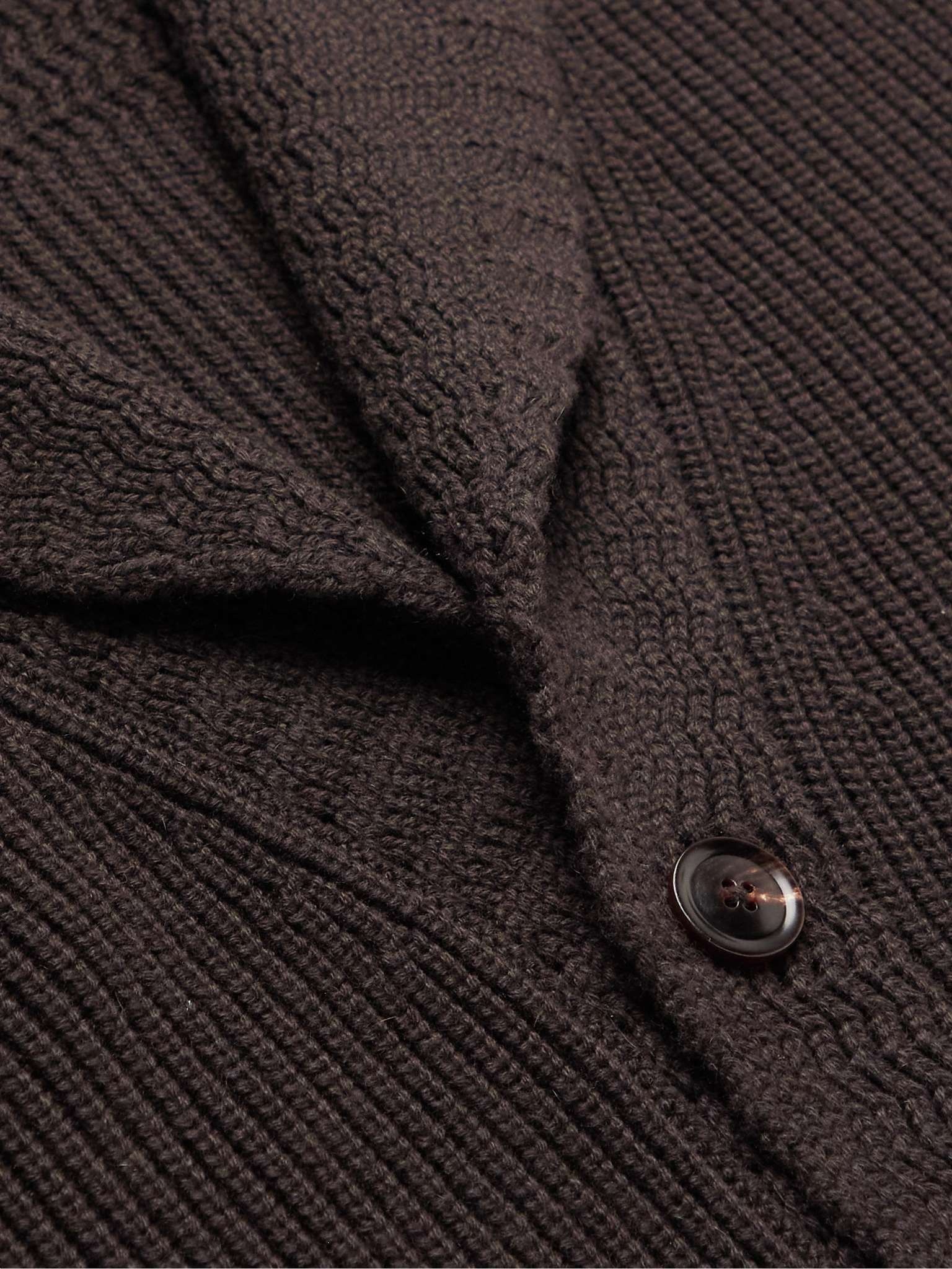 Shawl-Collar Ribbed Cashmere Cardigan - 5