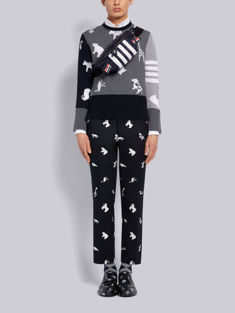 Navy Quilted Ripstop Tricolor Webbing Handles 4-Bar Bumbag 6