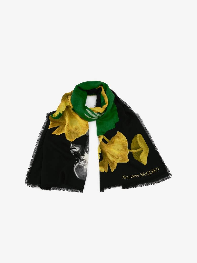 Women's Skeleton Mushroom Shawl in Black/green - 2
