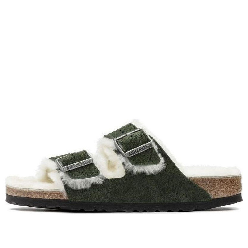 Birkenstock Arizona Shearling Sandal Suede Leather Narrow Fit 'Green' 1021102 1
