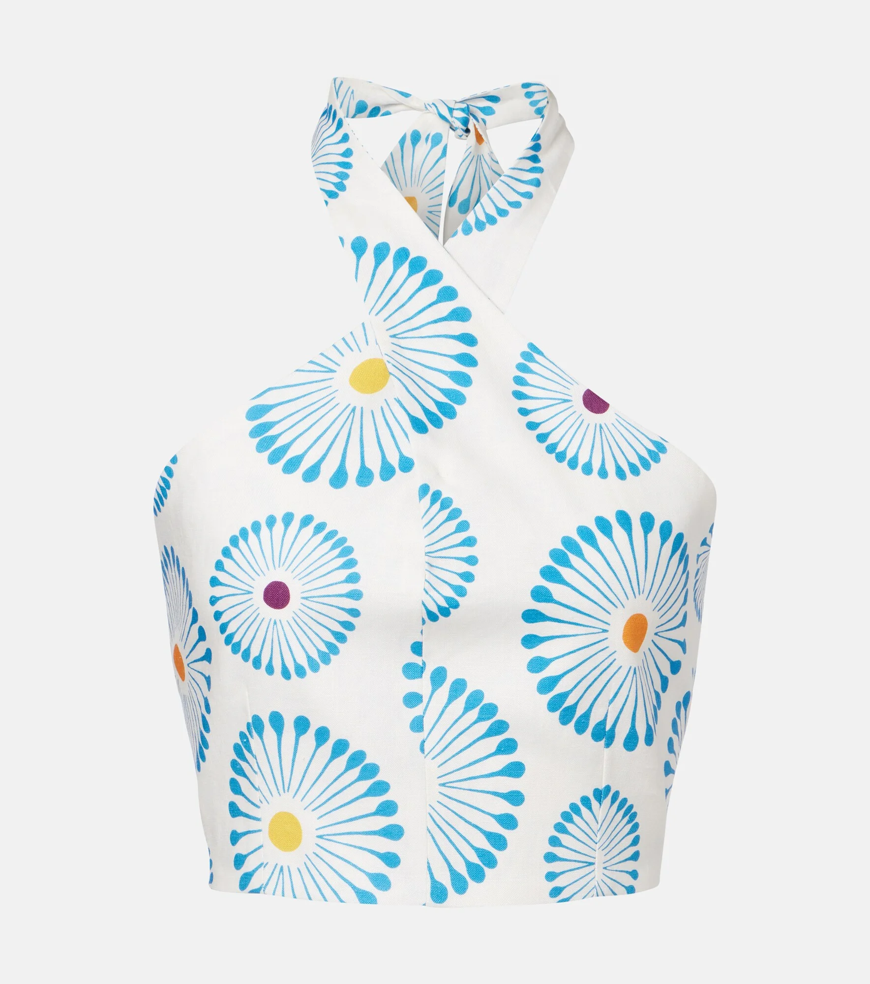 Ivy floral halterneck linen crop top - 1