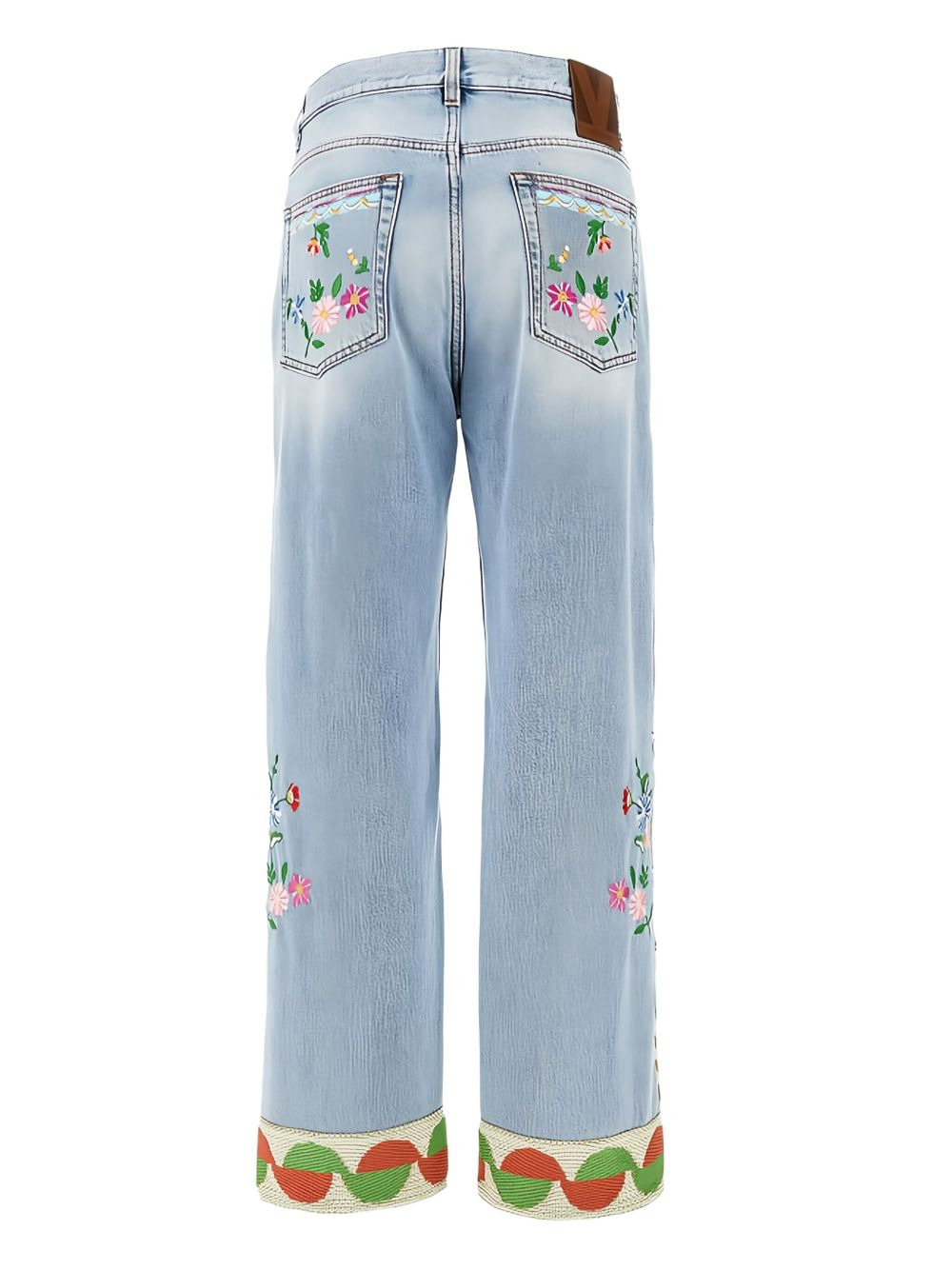 embroidered jeans - 2