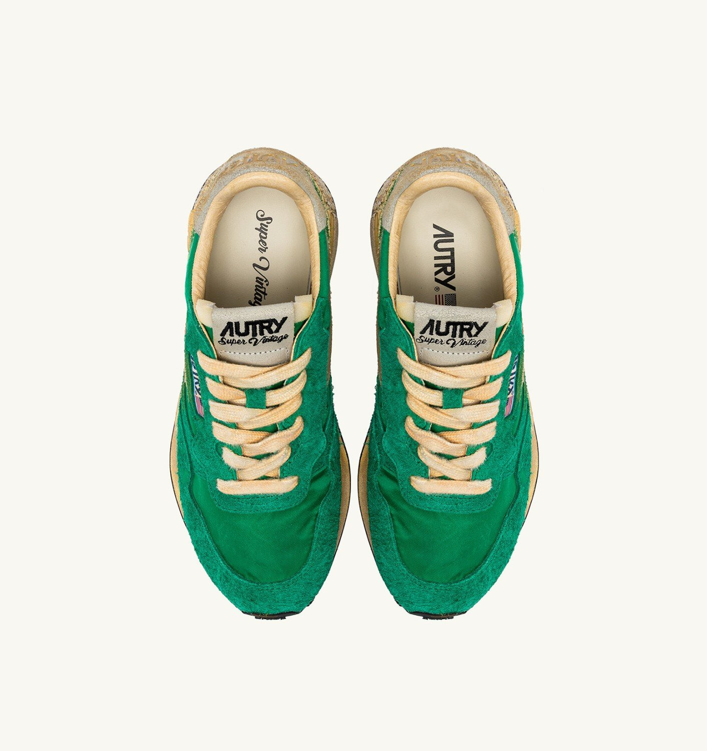 REELWIND SUPER VINTAGE SNEAKERS IN GREEN NYLON AND SUEDE - 5