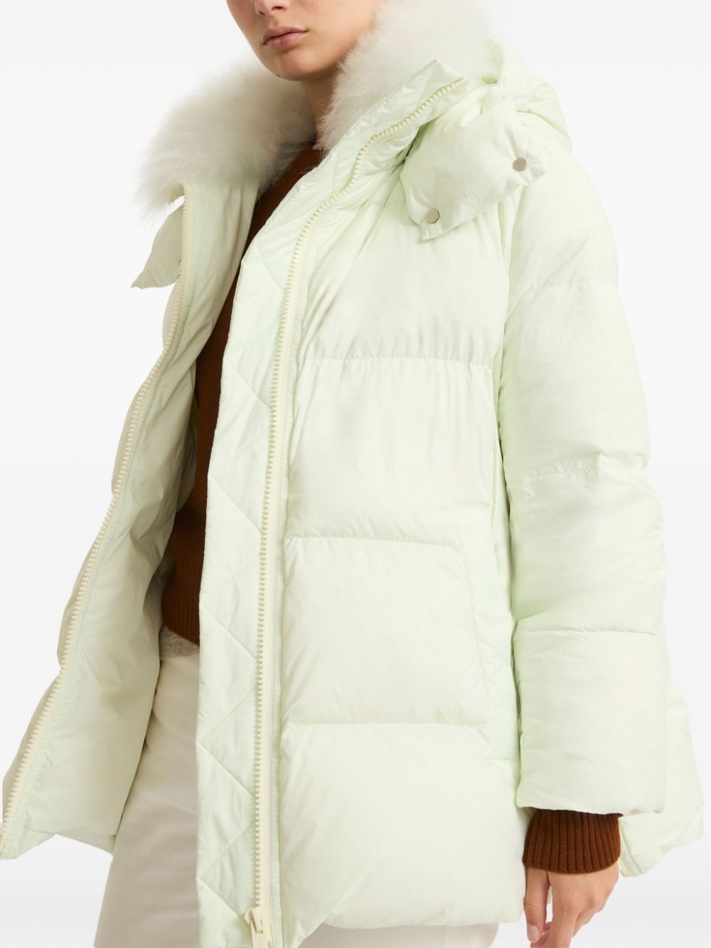 shearling-trimmed down jacket - 4