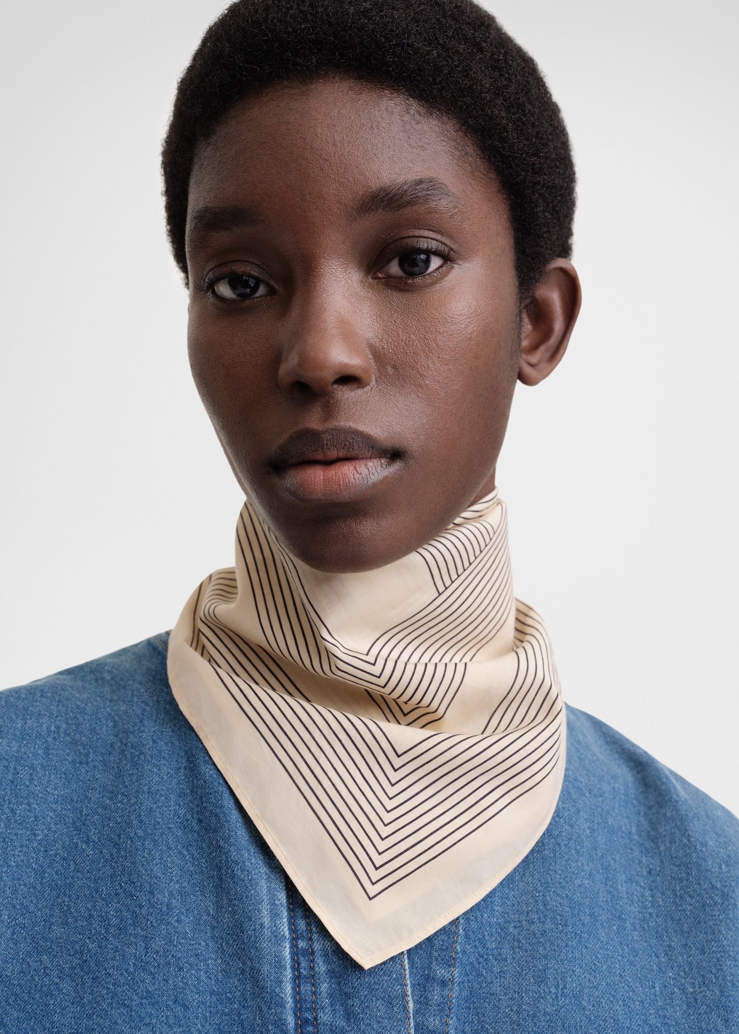 Totême Striped monogram silk scarf creme | REVERSIBLE