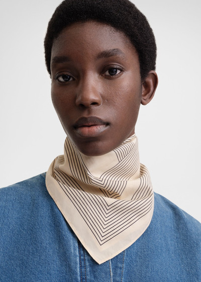 Totême Striped monogram silk scarf creme outlook