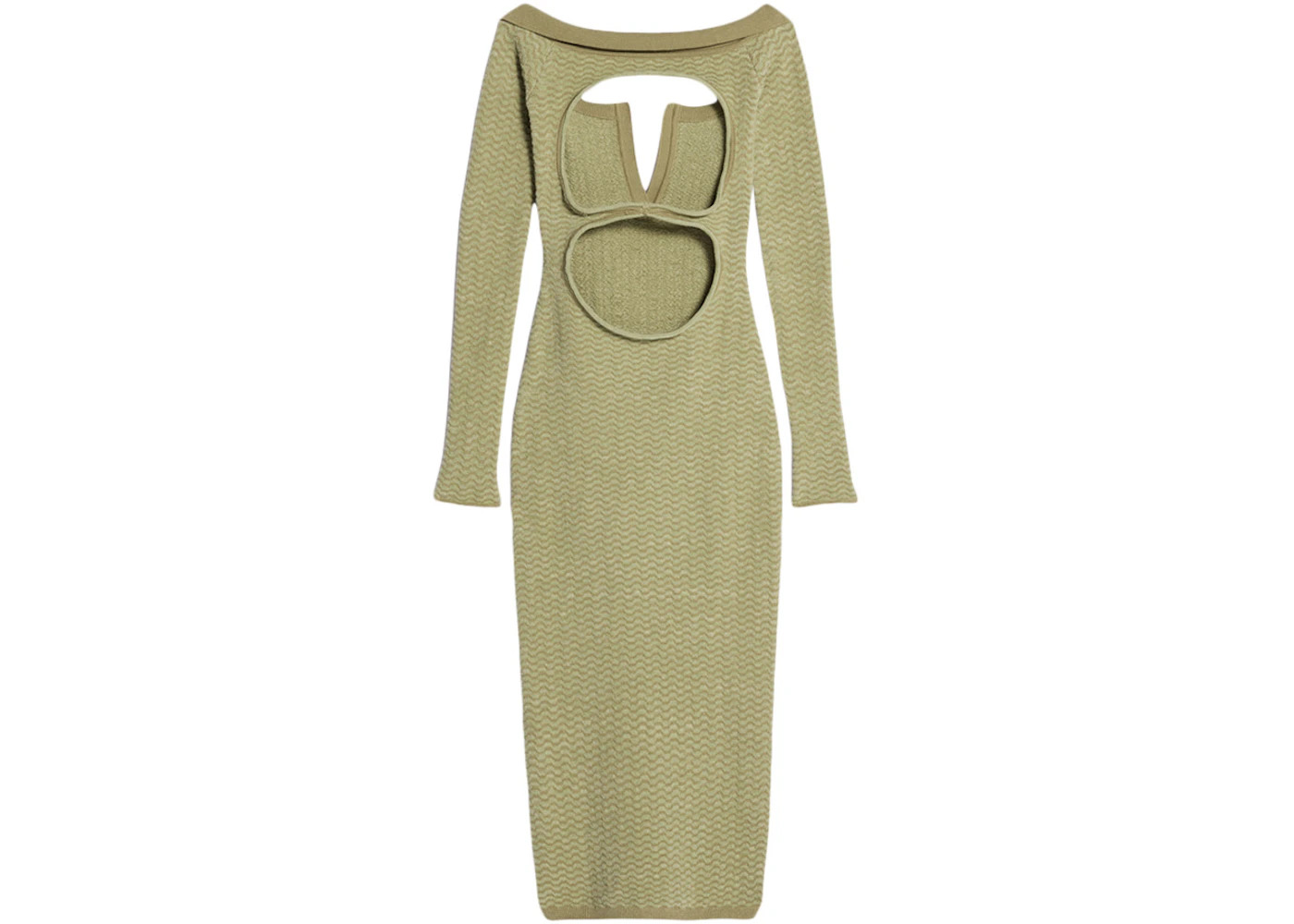 Jacquemus La Robe Maille Pampero Off-The-Shoulder Polo Dress Multi-Green - 2