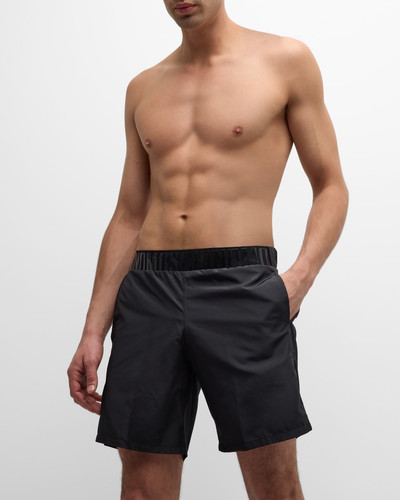 Moschino Men's Shiny Logo Elastic Swim Shorts outlook