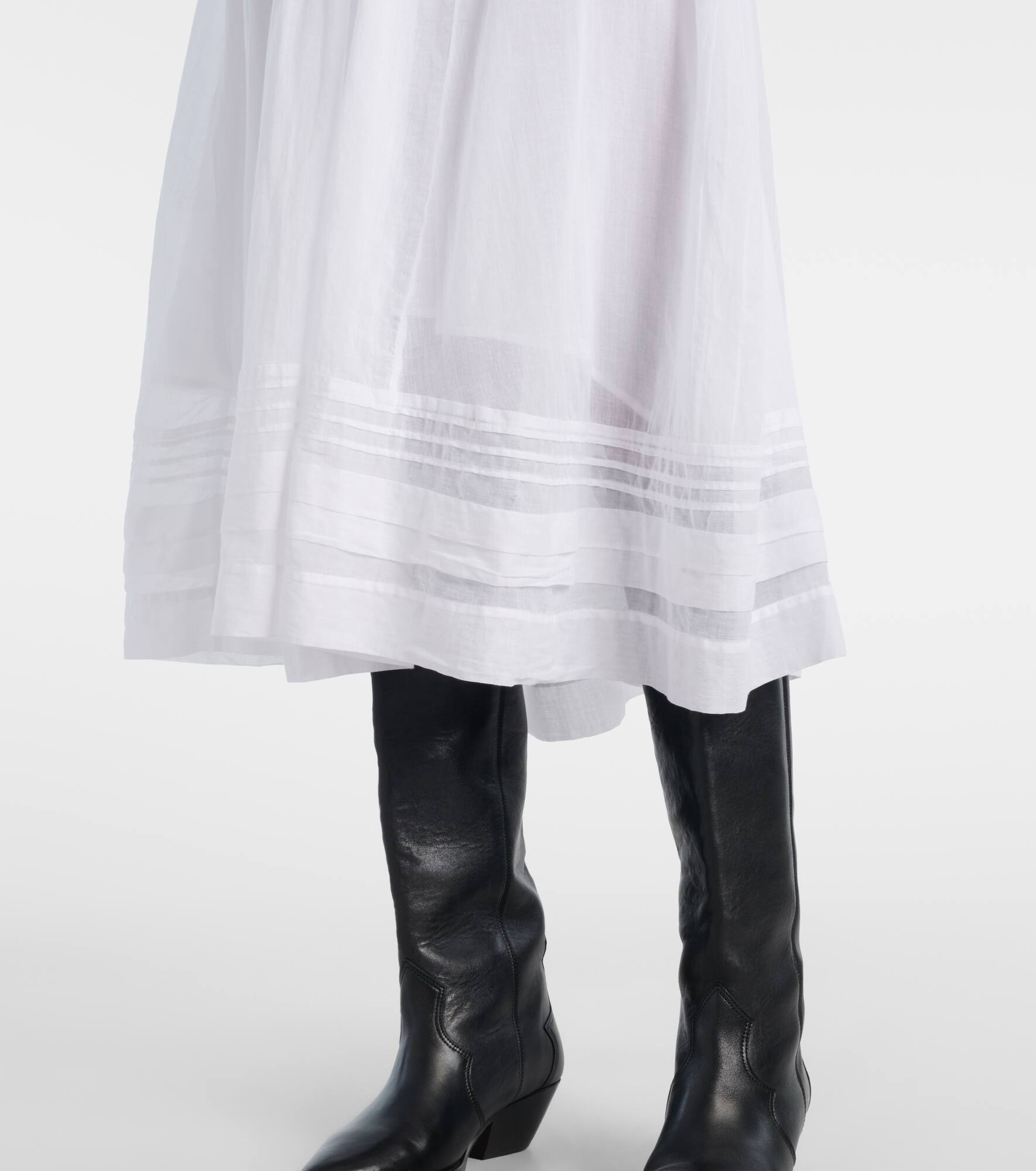 Garliana lace-trimmed cotton midi skirt - 5