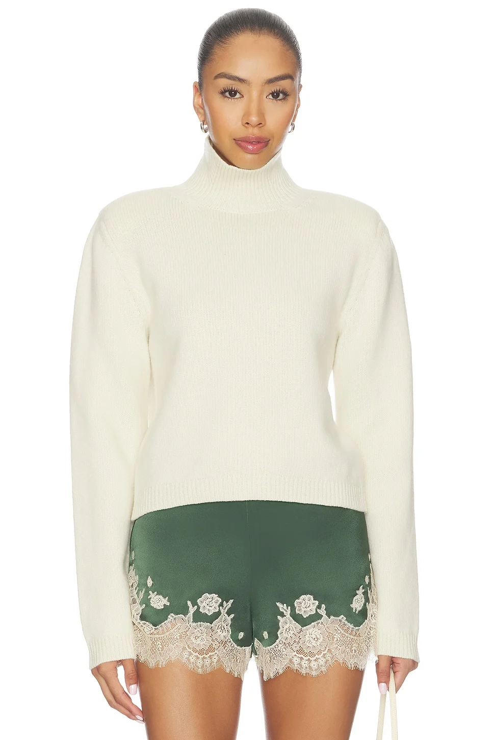 Statement Shoulder Cropped Turtleneck Sweater - 1
