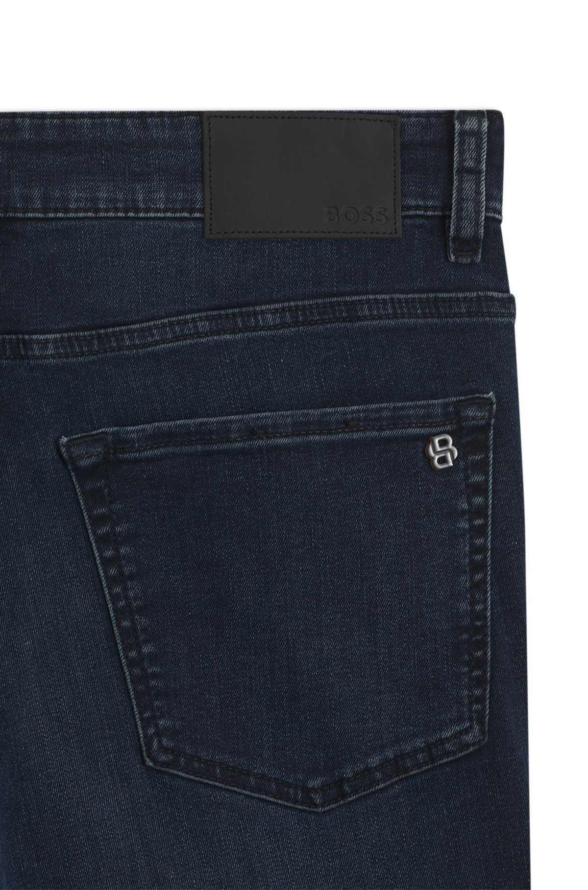 TAPERED-FIT JEANS IN DARK-BLUE SOFT-MOTION DENIM - 2