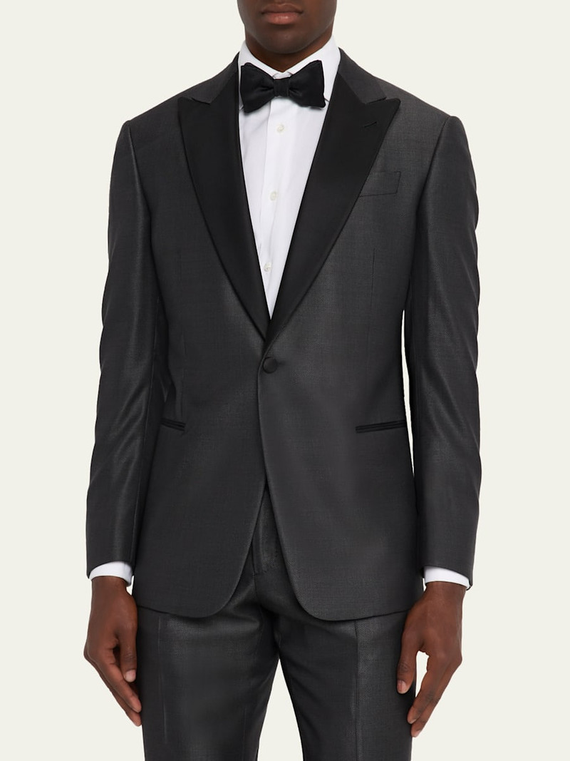 Men's Micro-Dot Silk Peak Lapel Tuxedo 4