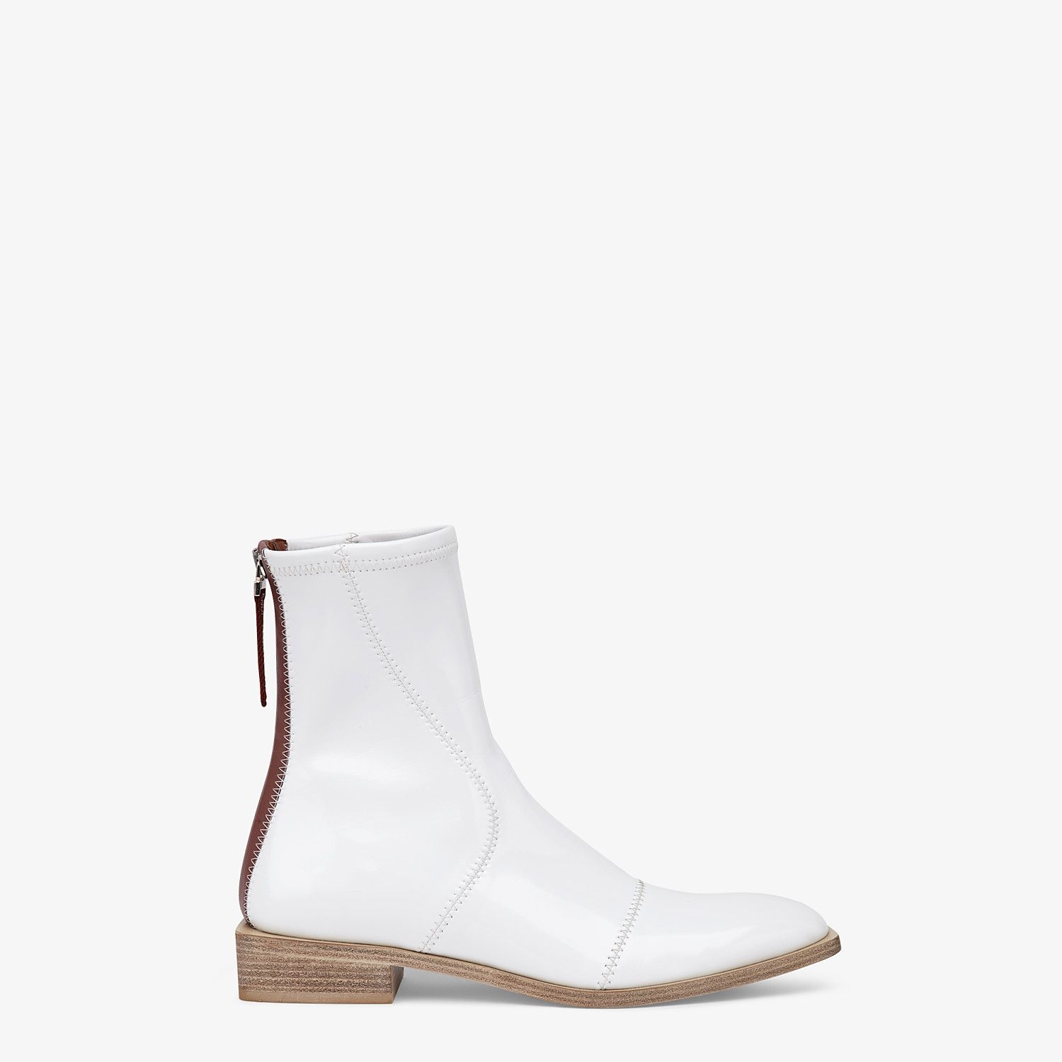 Glossy white neoprene low ankle boots - 1