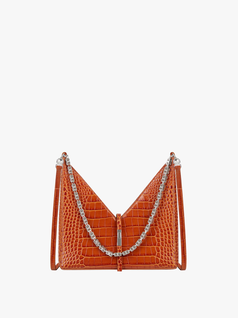 SMALL CUT OUT BAG IN CROCODILE EFFECT LEATHER WITH CHAIN 3