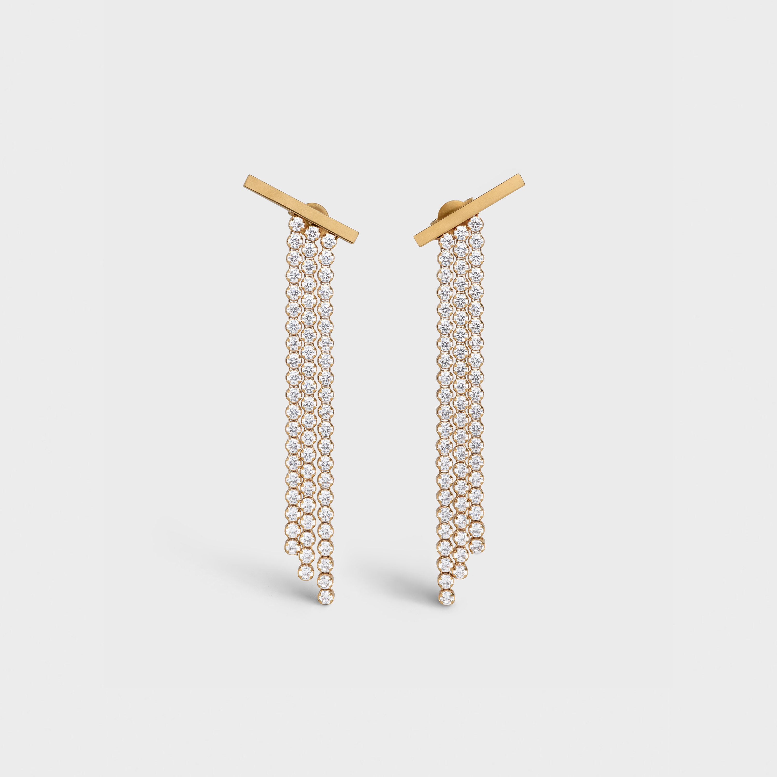 Edwige Long Earrings in Brass with Gold Finish and Crystals - 1