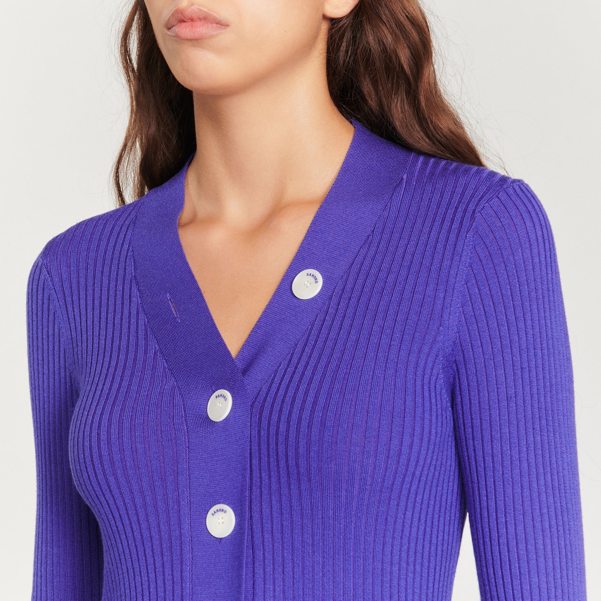 Fine ribbed knit cardigan - 4