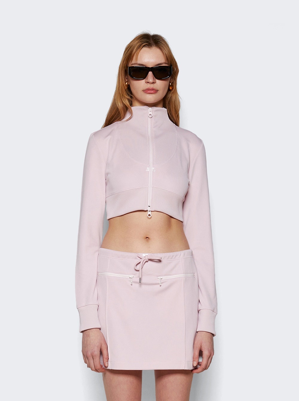 Cropped Tracksuit Jacket Powder Pink - 3