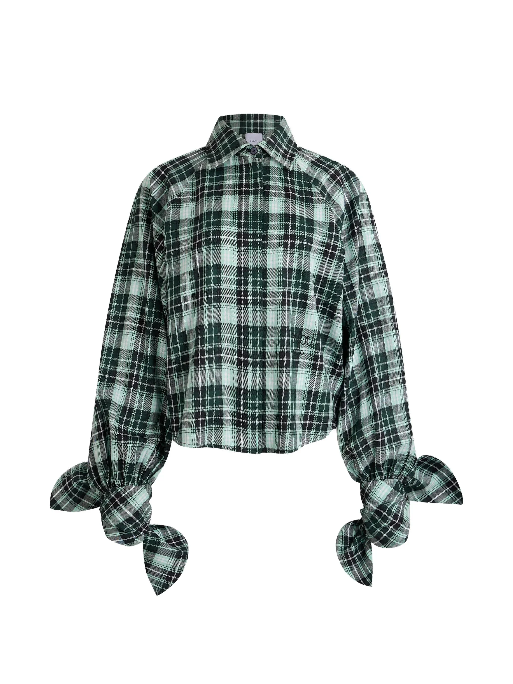 Patou Bow-sleeve Check Shirt - 1