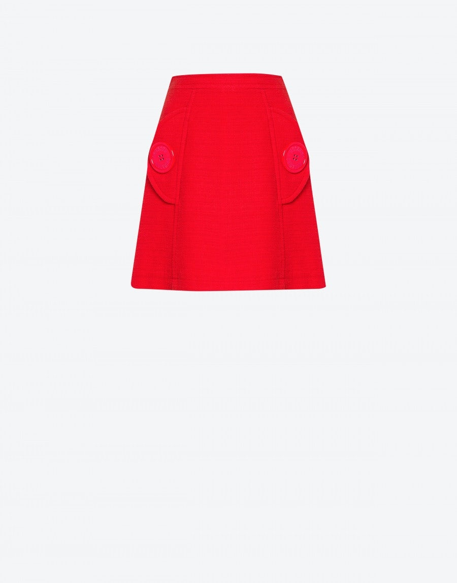 MOSCHINO BUTTONS COTTON AND LINEN MINI SKIRT - 1