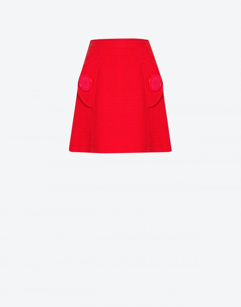 MOSCHINO BUTTONS COTTON AND LINEN MINI SKIRT - 1