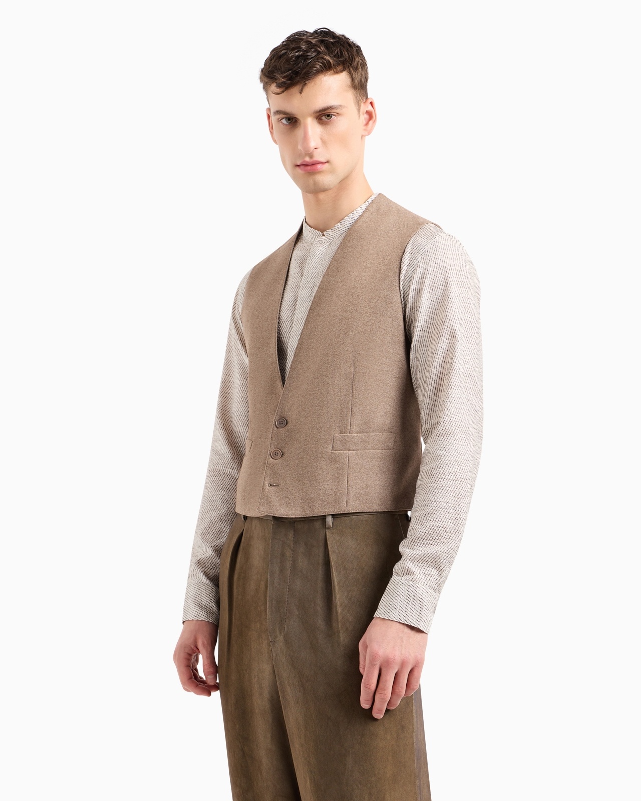 SINGLE-BREASTED WAISTCOAT IN A WOOL AND VISCOSE CANNETÉ - 2