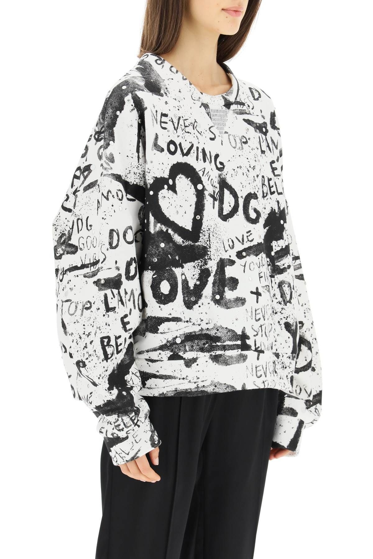 DG GRAFFITI SWEATSHIRT WITH STUDS AND PEARLS - 3