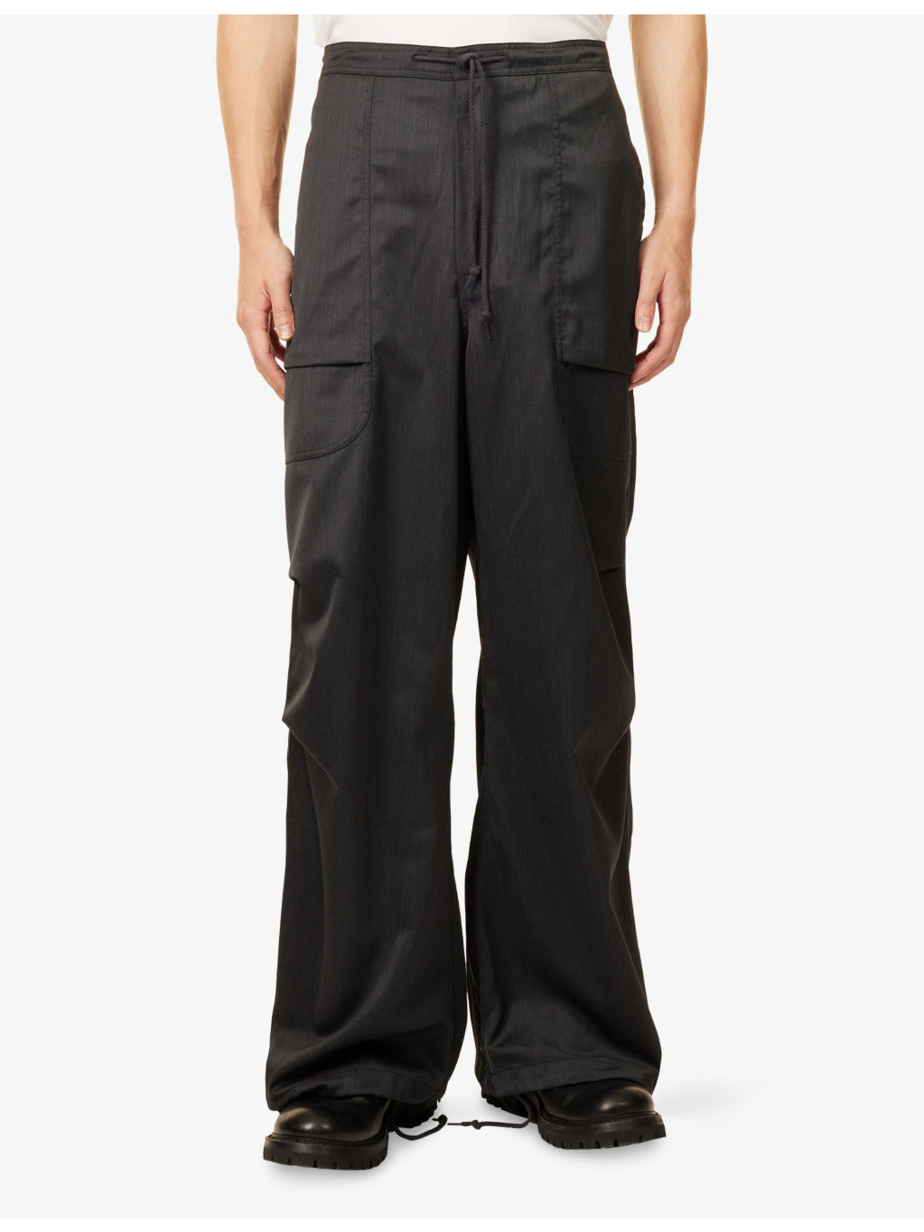 Barren Cargo Wide-Leg Wool Blend Trousers - 3